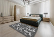 Patterned Gunmetal Gray Rug in a Bedroom, pat2830gry