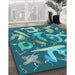 Machine Washable Transitional Medium Turquoise Green Rug in a Family Room, wshpat2830lblu