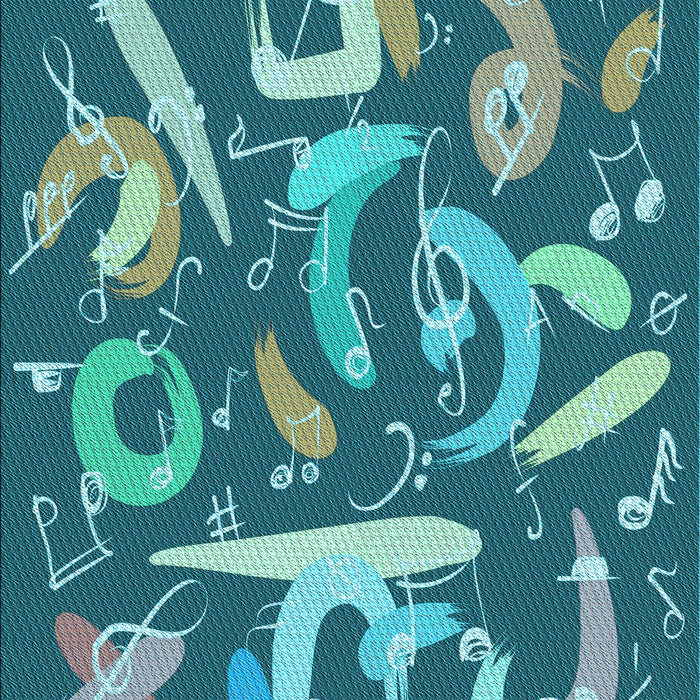 Patterned Medium Turquoise Green Rug, pat2830lblu