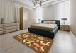 Patterned Saddle Brown Rug in a Bedroom, pat2830org