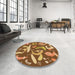 Round Patterned Saddle Brown Rug in a Office, pat2830org