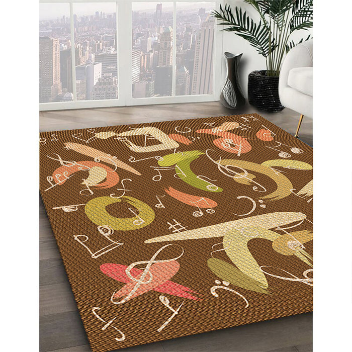 Machine Washable Transitional Saddle Brown Rug in a Family Room, wshpat2830org