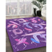 Patterned Purple Rug in Family Room, pat2830pur