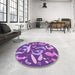 Round Patterned Purple Rug in a Office, pat2830pur