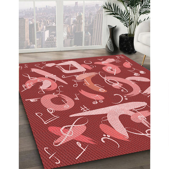 Machine Washable Transitional Red Rug in a Family Room, wshpat2830rd