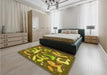 Patterned Dark Bronze Brown Rug in a Bedroom, pat2830yw