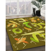 Patterned Dark Bronze Brown Rug, pat2830yw