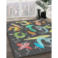 Patterned Black Novelty Rug, pat2830