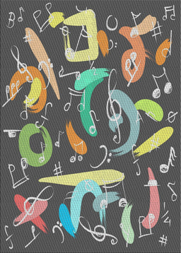 Patterned Black Novelty Rug, pat2830