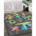 Patterned Black Novelty Rug in Family Room, pat2830