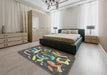 Machine Washable Transitional Black Rug in a Bedroom, wshpat2830