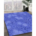 Machine Washable Transitional Sky Blue Rug in a Family Room, wshpat2831blu