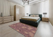 Patterned Light Copper Gold Rug in a Bedroom, pat2831brn