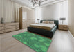 Patterned Medium Forest Green Rug in a Bedroom, pat2831grn