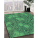 Patterned Medium Forest Green Rug in Family Room, pat2831grn
