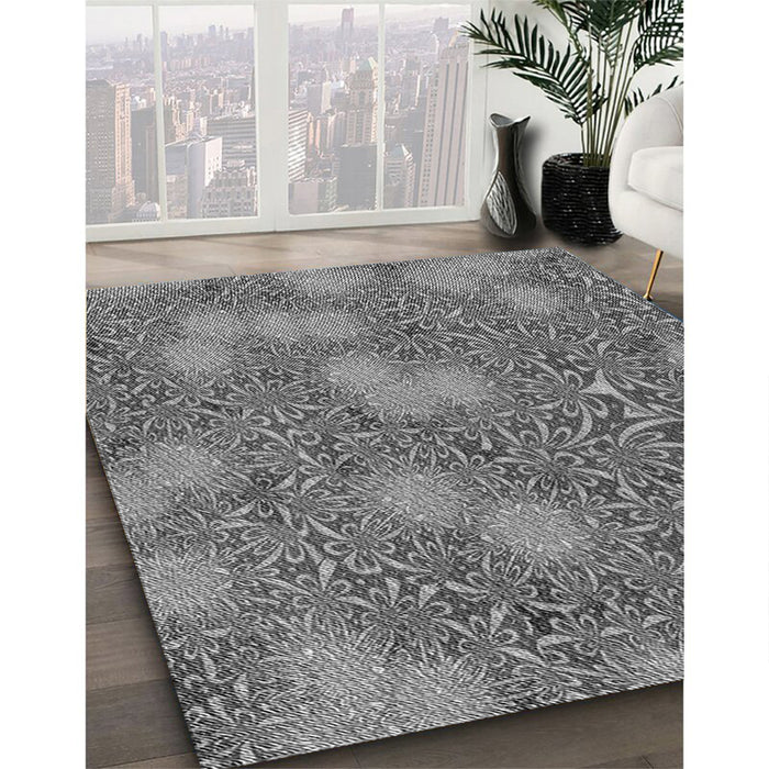 Patterned Gray Rug in Family Room, pat2831gry