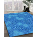 Patterned Blue Rug in Family Room, pat2831lblu