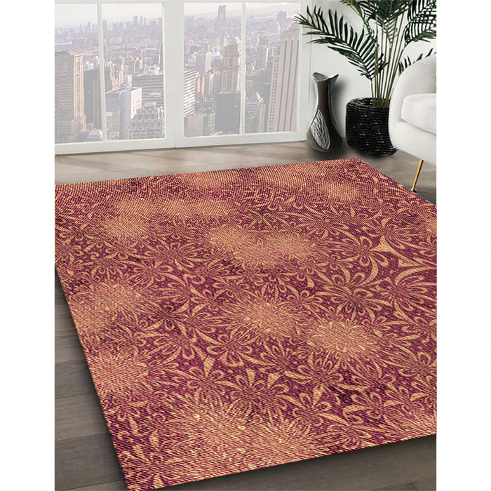 Machine Washable Transitional Crimson Red Rug in a Family Room, wshpat2831org