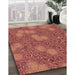 Patterned Crimson Red Rug in Family Room, pat2831org