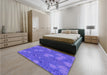 Patterned Purple Mimosa Purple Rug in a Bedroom, pat2831pur