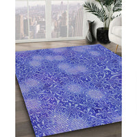 Patterned Sky Blue Novelty Rug, pat2831