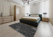 Patterned Midnight Gray Rug in a Bedroom, pat2832gry