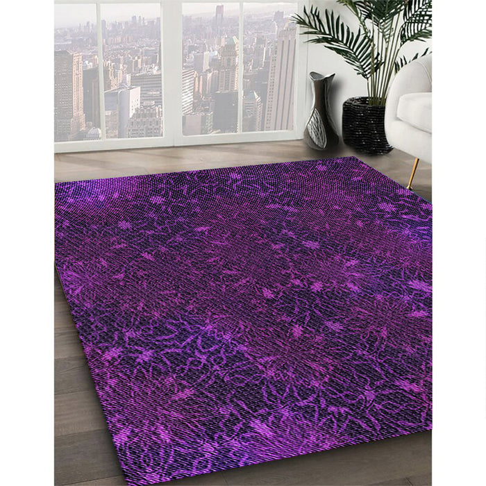 Patterned Deep Purple Rug in Family Room, pat2832pur