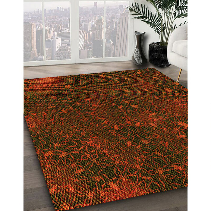Machine Washable Transitional Saddle Brown Rug in a Family Room, wshpat2832yw