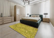 Patterned Dark Golden Brown Rug in a Bedroom, pat2833org
