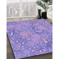 Patterned Medium Slate Blue Rug, pat2833pur