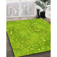 Patterned Apple Green Rug, pat2833yw