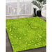 Patterned Apple Green Rug in Family Room, pat2833yw