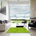 Square Patterned Apple Green Rug in a Living Room, pat2833yw
