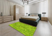 Patterned Apple Green Rug in a Bedroom, pat2833yw