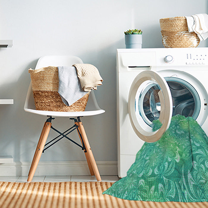 Machine Washable Transitional Turquoise Green Rug in a Washing Machine, wshpat2833