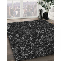 Patterned Black Rug, pat2834gry