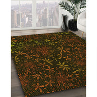 Patterned Dark Bronze Brown Rug, pat2834yw