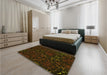 Patterned Dark Bronze Brown Rug in a Bedroom, pat2834yw