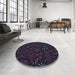 Round Patterned Purple Navy Blue Novelty Rug in a Office, pat2834