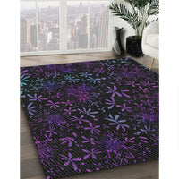 Patterned Purple Navy Blue Novelty Rug, pat2834