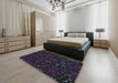 Machine Washable Transitional Purple Navy Blue Rug in a Bedroom, wshpat2834