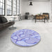 Round Patterned Purple Rug in a Office, pat2835blu