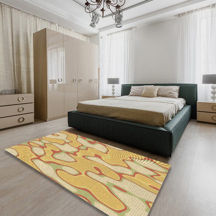 Patterned Orange Rug in a Bedroom, pat2835brn