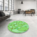 Round Patterned Green Rug in a Office, pat2835grn