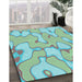 Machine Washable Transitional Cadet Blue Green Rug in a Family Room, wshpat2835lblu