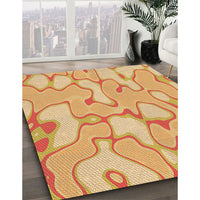 Patterned Neon Orange Rug, pat2835org