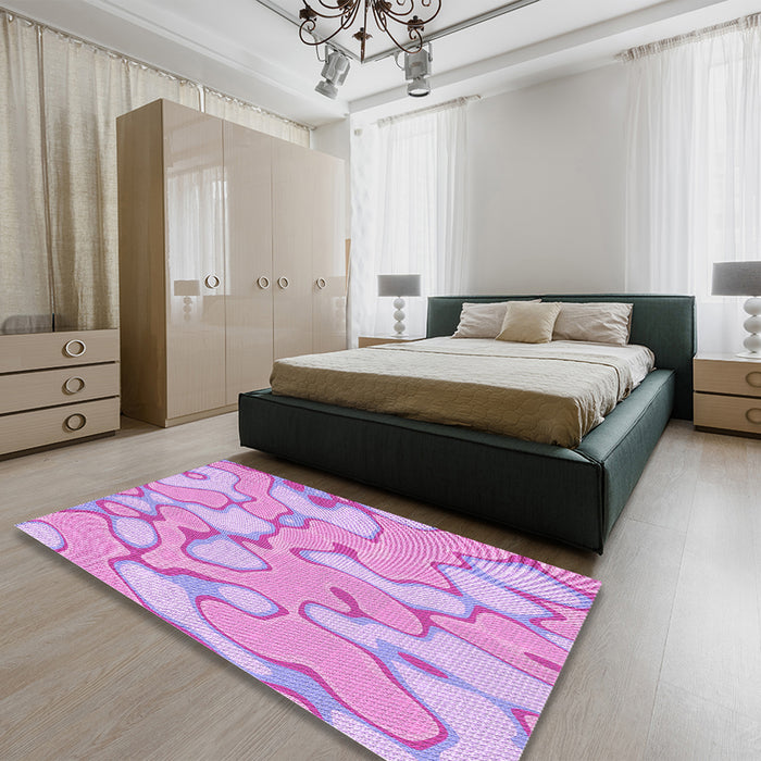 Patterned Crimson Purple Rug in a Bedroom, pat2835pur