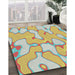 Machine Washable Transitional Green Rug in a Family Room, wshpat2835