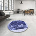 Round Patterned Sapphire Blue Rug in a Office, pat2836blu