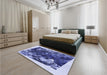 Patterned Sapphire Blue Rug in a Bedroom, pat2836blu